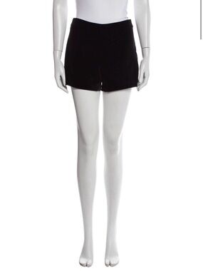 Alice + Olivia Black High-Waist Velvet Shorts